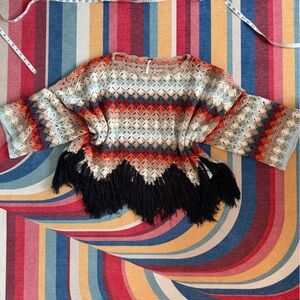Free people Colorful Fringe Knit Sweater xs/s